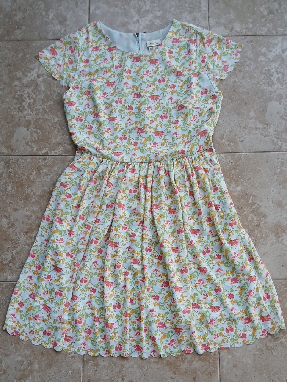 Matilda Jane Light Blue Floral Print Scalloped Edging Dress